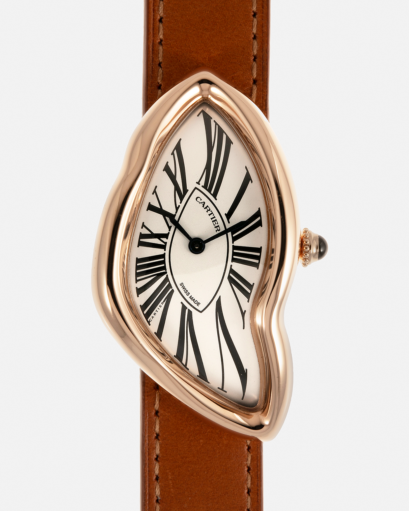 Brand: Cartier Year: 2022 Model: Crash Reference Number: WGCH0031, New Special Order Material: 18-carat Rose Gold Movement: Cartier Cal. 1917 MC, Manual-Winding Case Diameter: 42mm x 24mm (Asymmetrical Case) Strap: Cartier Tanned Brown Leather with Signed 18-carat Rose Gold ‘Crash’ Deployant Clasp