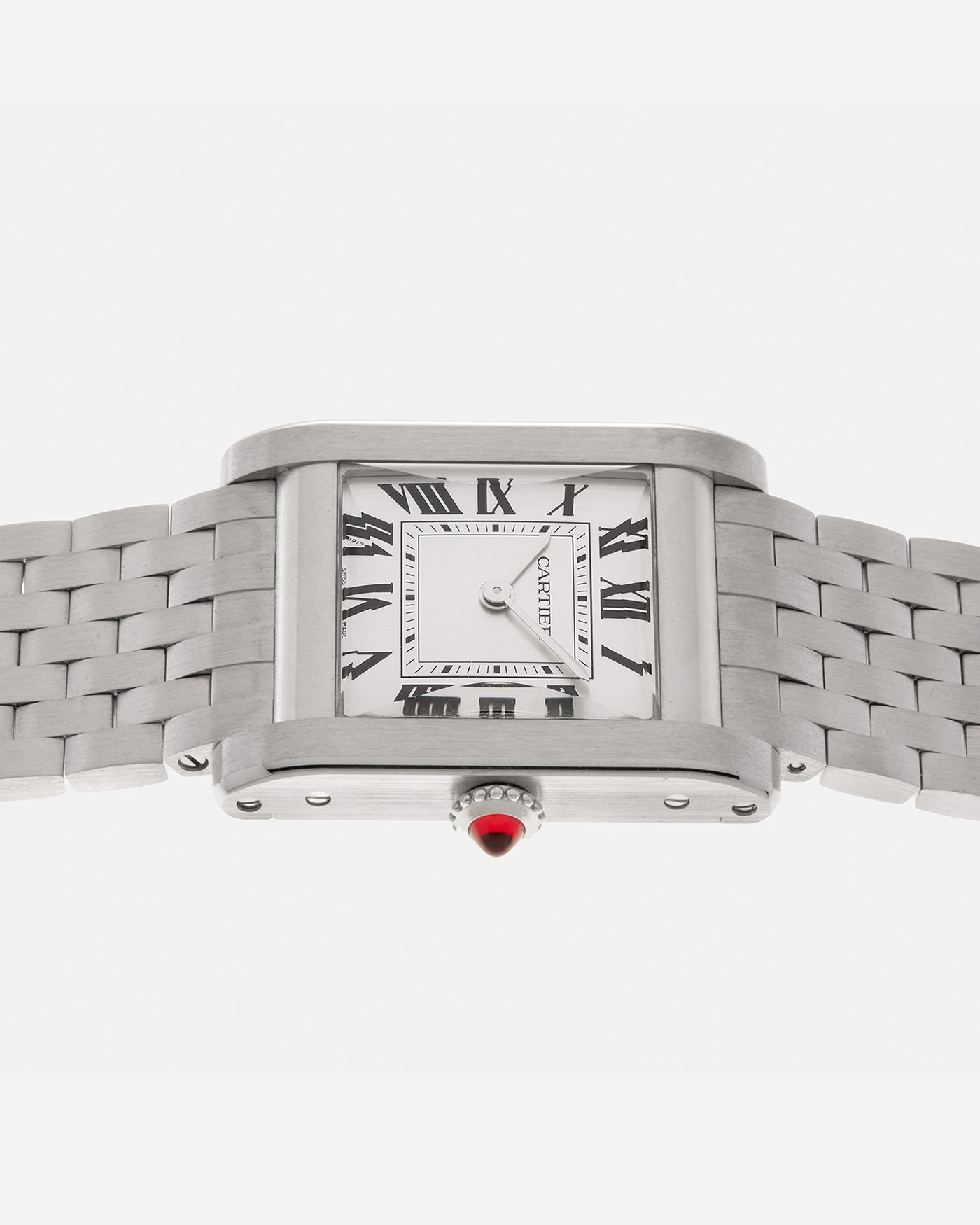 Brand: Cartier Year: 2023 Model: Privé Tank Normale, Limited to 100 Pieces in this Configuration Reference Number: CRWGTA0111 Material: Platinum 950 Movement: Cartier Cal. 070 MC, Manual-Winding Case Dimensions: 32.6mm x 25.7mm Lug Width: 19mm Strap: Cartier Platinum 950 Brick Bracelet with Signed Deployant Clasp