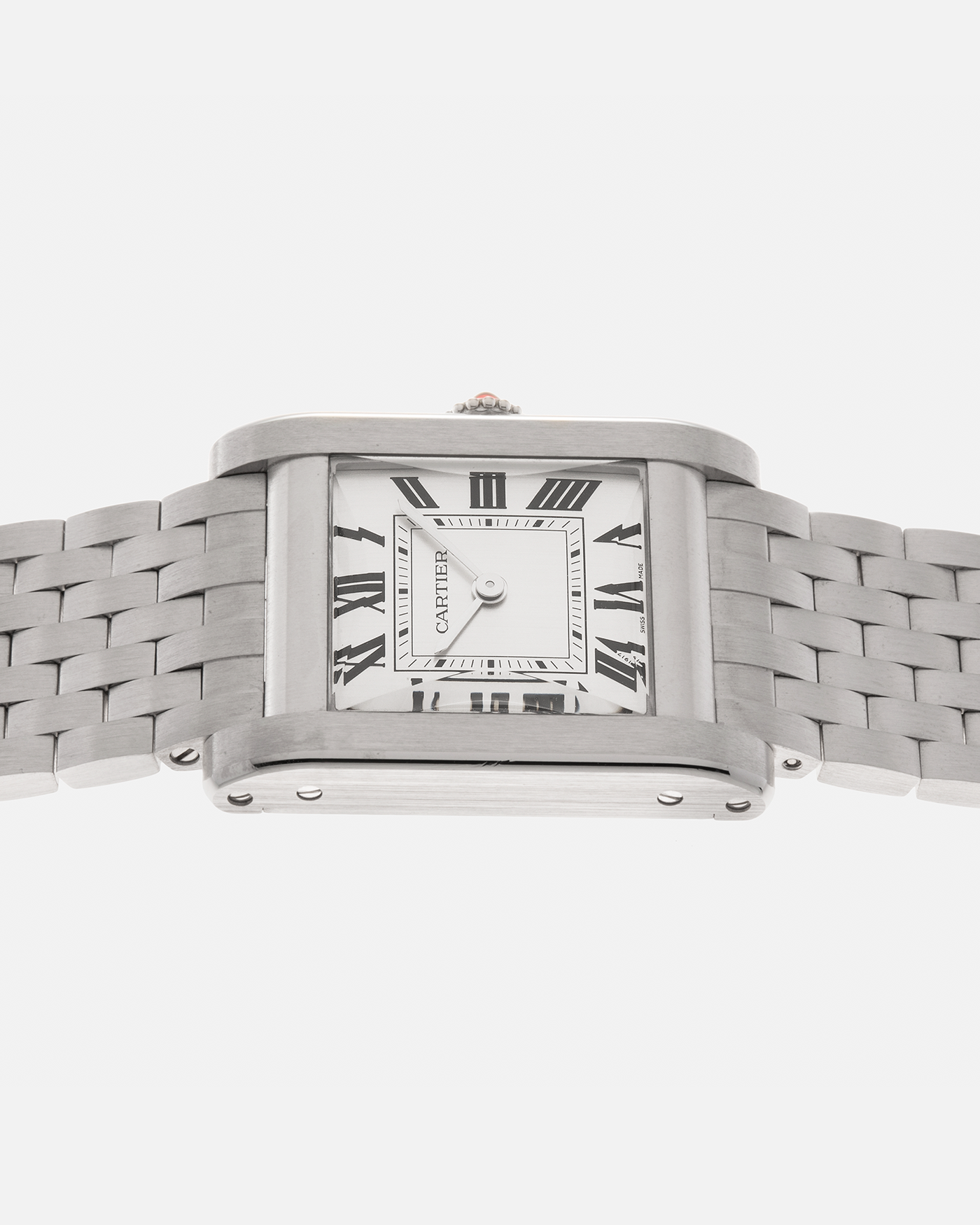 Brand: Cartier Year: 2023 Model: Privé Tank Normale, Limited to 100 Pieces in this Configuration Reference Number: CRWGTA0111 Material: Platinum 950 Movement: Cartier Cal. 070 MC, Manual-Winding Case Dimensions: 32.6mm x 25.7mm Lug Width: 19mm Strap: Cartier Platinum 950 Brick Bracelet with Signed Deployant Clasp