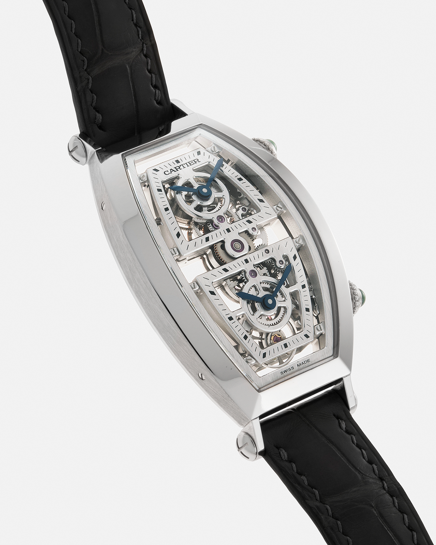 Cartier Privé Tonneau Skeleton Dual Time Platinum Watch | S.Song ...