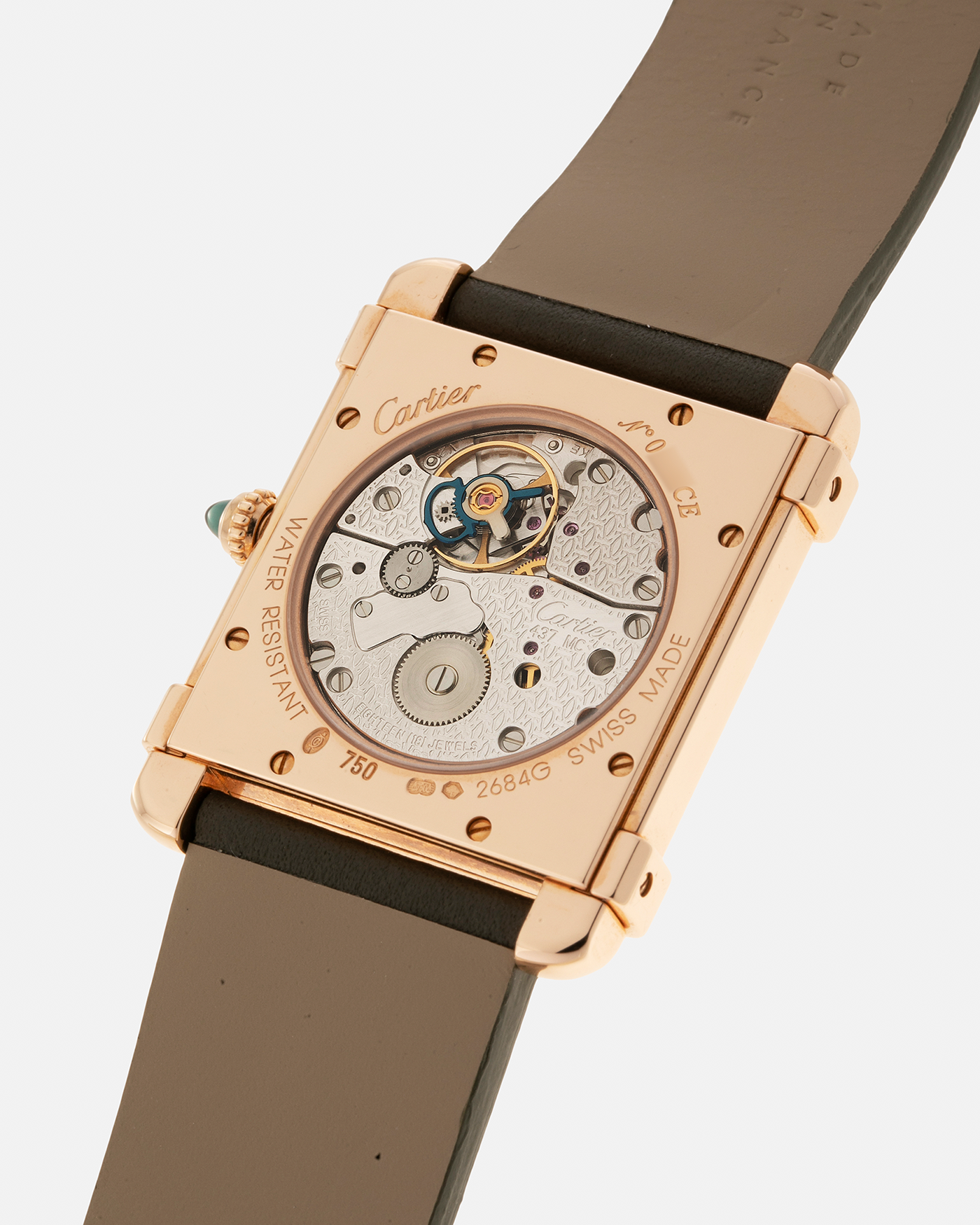 Brand: Cartier
Year: 2006
Model: Collection Privée Cartier Paris Tank Chinoise
Reference Number: 2684G
Material: 18-carat Rose Gold
Movement: Cartier Cal. 437 MC (Based on Piaget Cal. 430P), Manual-Winding
Case Dimensions: 28mm x 29mm x 8mm (37mm Lug-to-Lug)
Lug Width: 21mm
Strap: Custom Khaki Camille Fourmet Leather Strap with Signed 18-carat Rose Gold Deployant Clasp