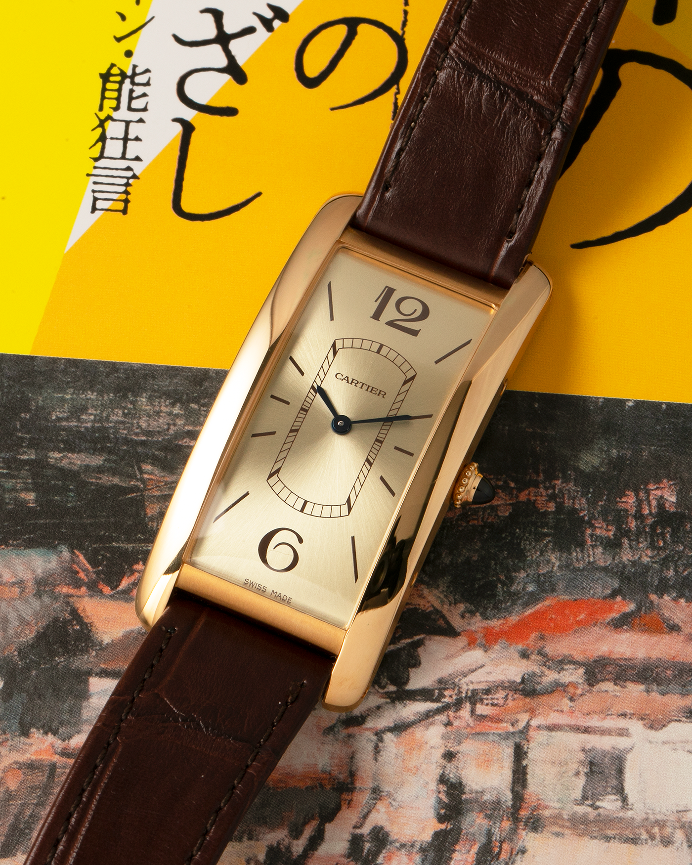 Brand: Cartier Year: 2022 Model: Tank Cintrée Reference: WGTA0026 Material: 18-carat Yellow Gold Movement: Cartier Cal. 8971 MC (Based on JLC Cal. 846), Manual-Winding Case Diameter: 46.3mm x 23 mm Lug Width: 16mm Strap: Cartier Semi-Matt Brown Alligator Leather Strap with Signed 18-carat Yellow Gold Tang Buckle