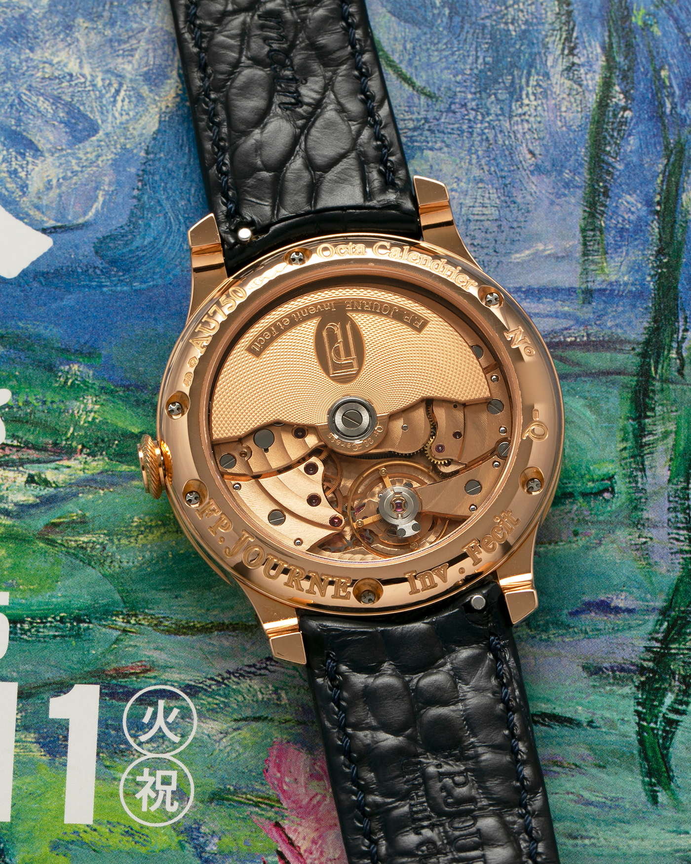 Brand: F.P. Journe
Year: 2006
Model: Octa Calendrier
Material: 18-carat Red Gold
Movement: F.P. Journe Cal. 1300-2, Self-Winding
Case Dimensions: 40mm x 10.6mm (Lug-to-Lug 48mm)
Lug Width: 20mm
Strap: F.P. Journe Dark Navy Blue Alligator Leather Strap and Signed 18-carat Red Gold Tang Buckle