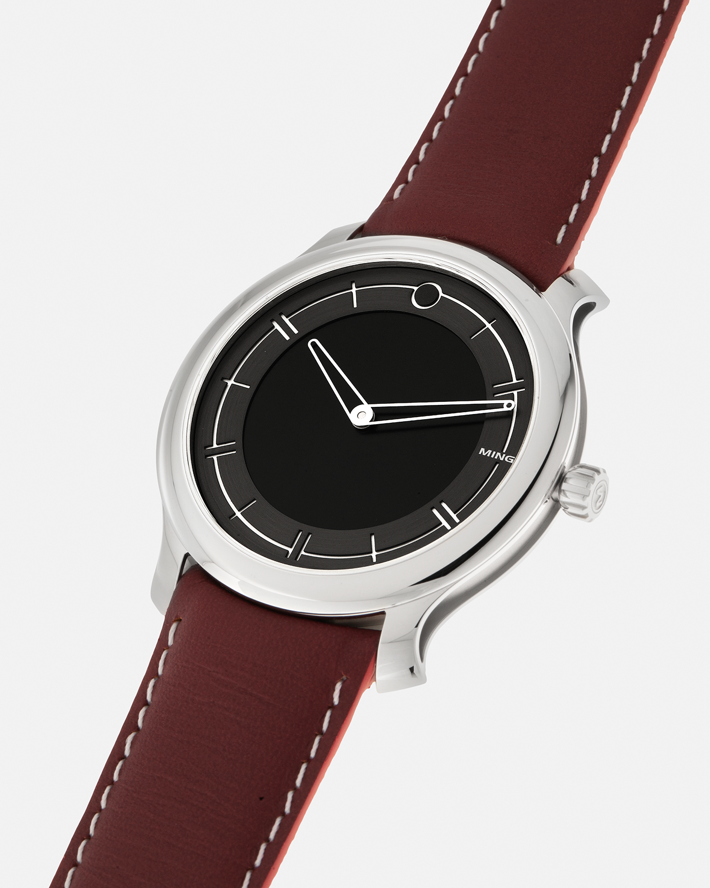 Brand: MING
Year: 2021
Model: 27.01
Material: Stainless Steel
Movement: ETA Peseux Cal. 7001 (Heavily Modified), Manual-Winding
Case Dimensions: 38mm x 6.9mm
Lug Width: 20mm
Strap: Jean Rousseau Maroon Grey Leather Strap for MING with signed Stainless Steel Tang Buckle