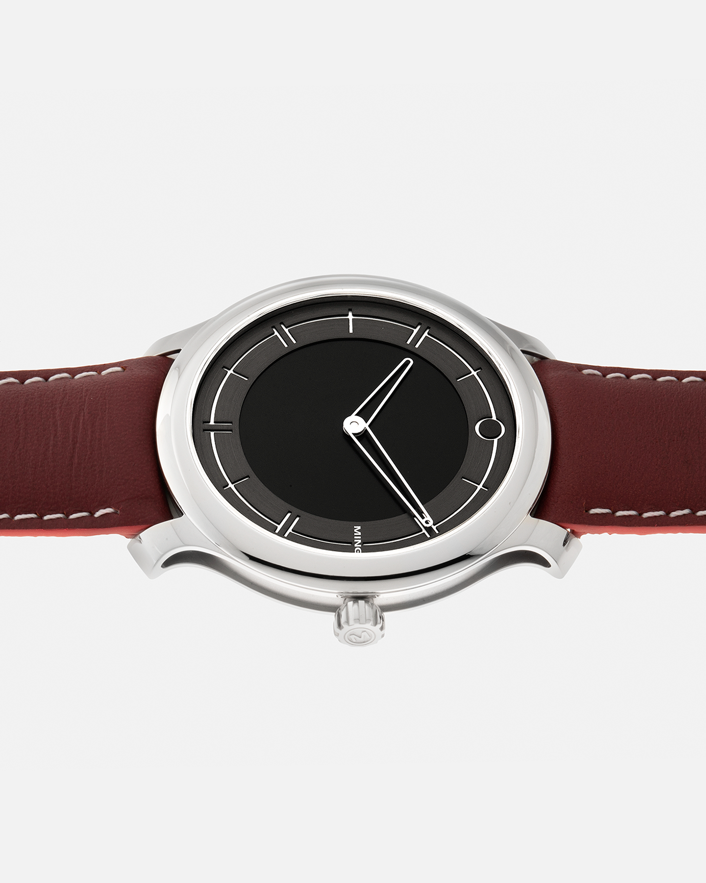 Brand: MING
Year: 2021
Model: 27.01
Material: Stainless Steel
Movement: ETA Peseux Cal. 7001 (Heavily Modified), Manual-Winding
Case Dimensions: 38mm x 6.9mm
Lug Width: 20mm
Strap: Jean Rousseau Maroon Grey Leather Strap for MING with signed Stainless Steel Tang Buckle