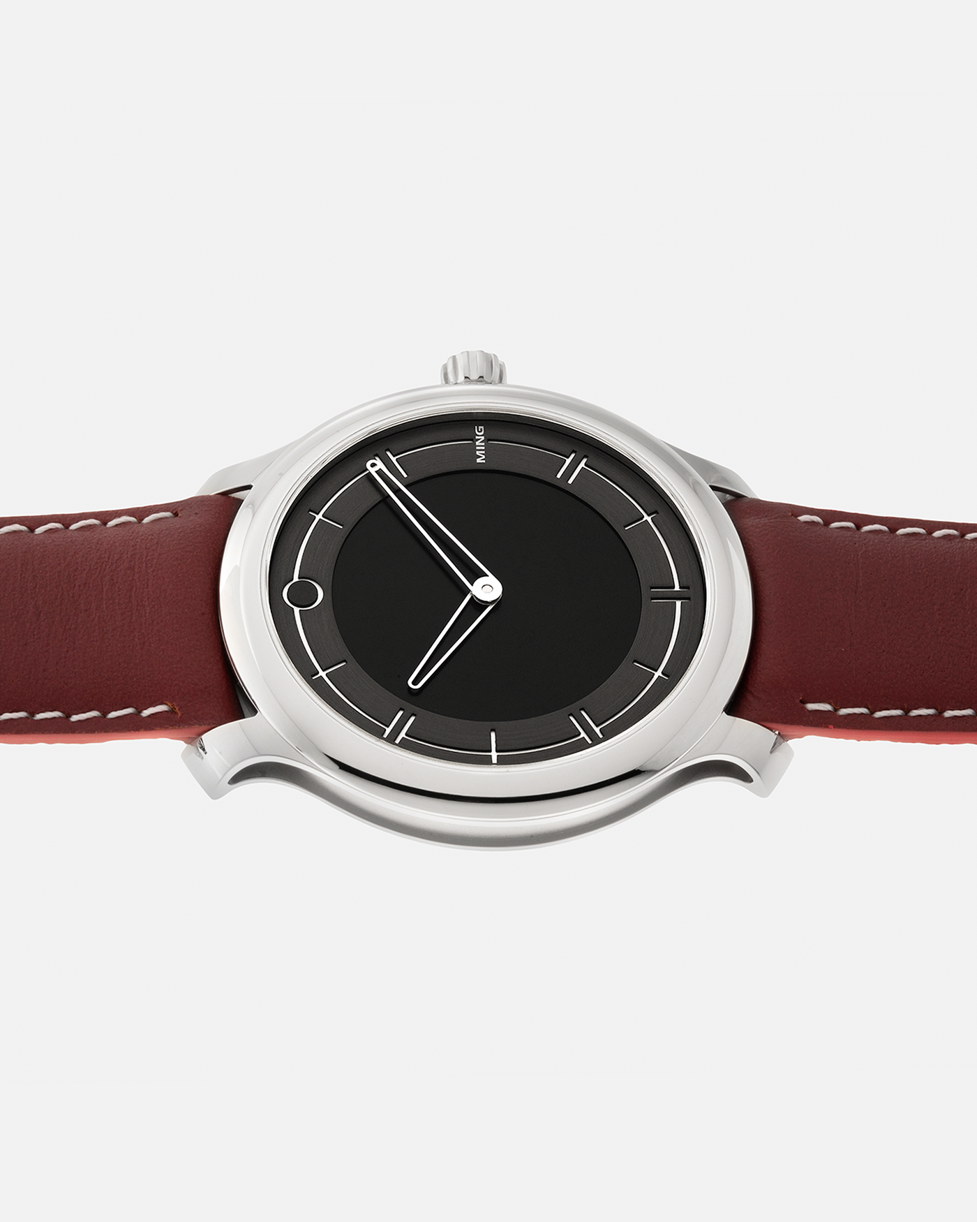 Brand: MING
Year: 2021
Model: 27.01
Material: Stainless Steel
Movement: ETA Peseux Cal. 7001 (Heavily Modified), Manual-Winding
Case Dimensions: 38mm x 6.9mm
Lug Width: 20mm
Strap: Jean Rousseau Maroon Grey Leather Strap for MING with signed Stainless Steel Tang Buckle