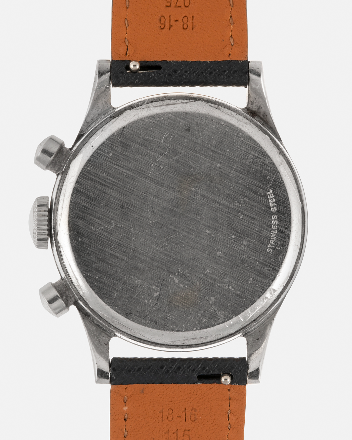 Brand: Mido
Year: Late 1940’s
Model: Multi-Centerchrono
Material: Stainless Steel
Movement: Mido Cal. 1300 (Modified Valjoux ZN), Manual-Winding
Case Diameter: 35mm
Lug Width: 18mm
Strap: Molequin Black Textured Calf Leather Strap