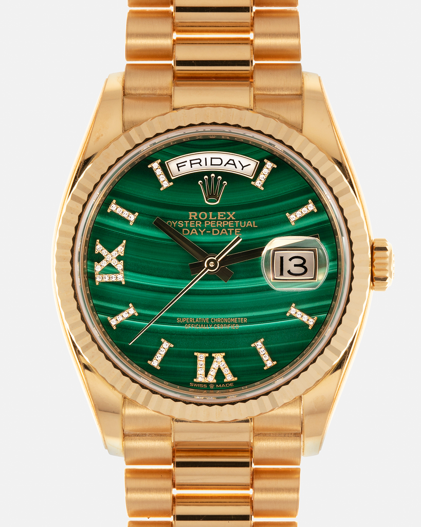 Rolex Day Date Malachite Diamond 128238 Watch | S.Song Vintage Watches ...