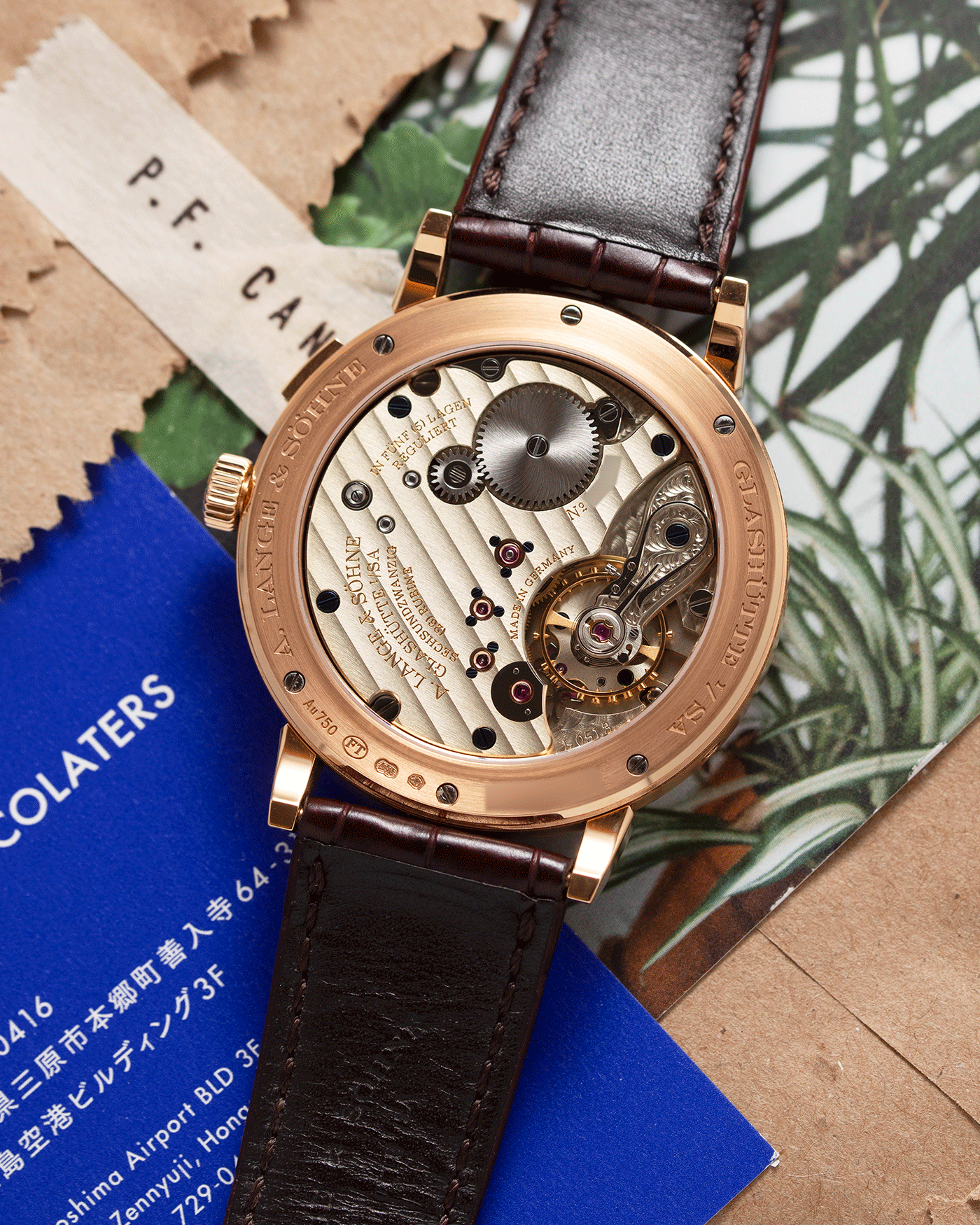 Brand: A. Lange & Sohne Year: 2018 Model: 1815 Annual Calendar Material: 18k Rose Gold Movement: Manual Winding L051.3 Case Diameter: 40mm Bracelet/Strap: A. Lange & Sohne Dark Brown Alligator Strap with signed 18k Rose Gold Tang Buckle