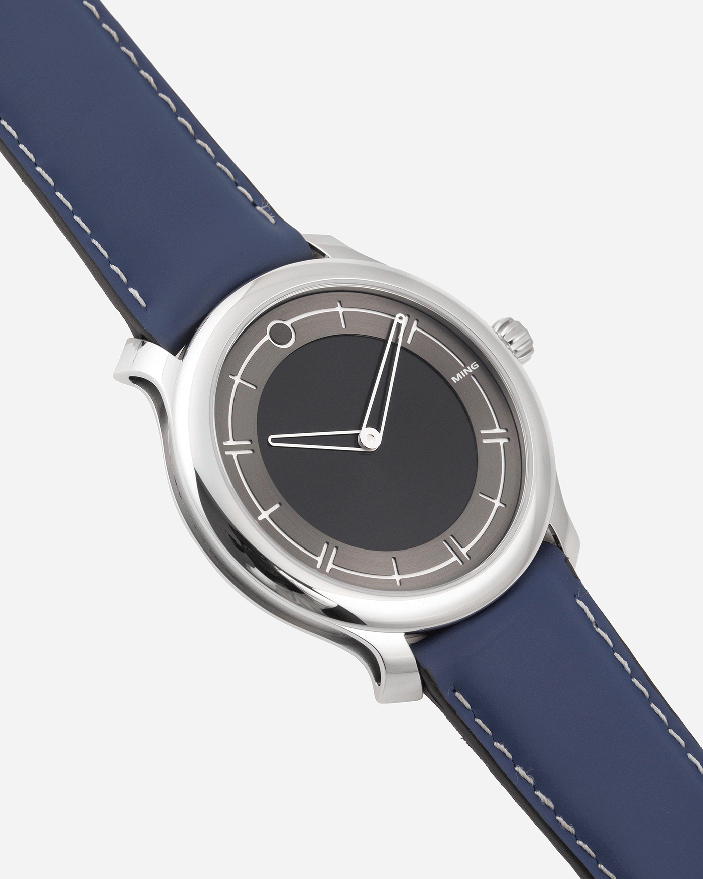 Brand: Ming Year: 2020 Model: 27.01 Material: Stainless Steel Movement: Heavily modified ETA Peseux 7001 Case Diameter: 38mm Strap: Jean Rousseau Blue Rubber for MING