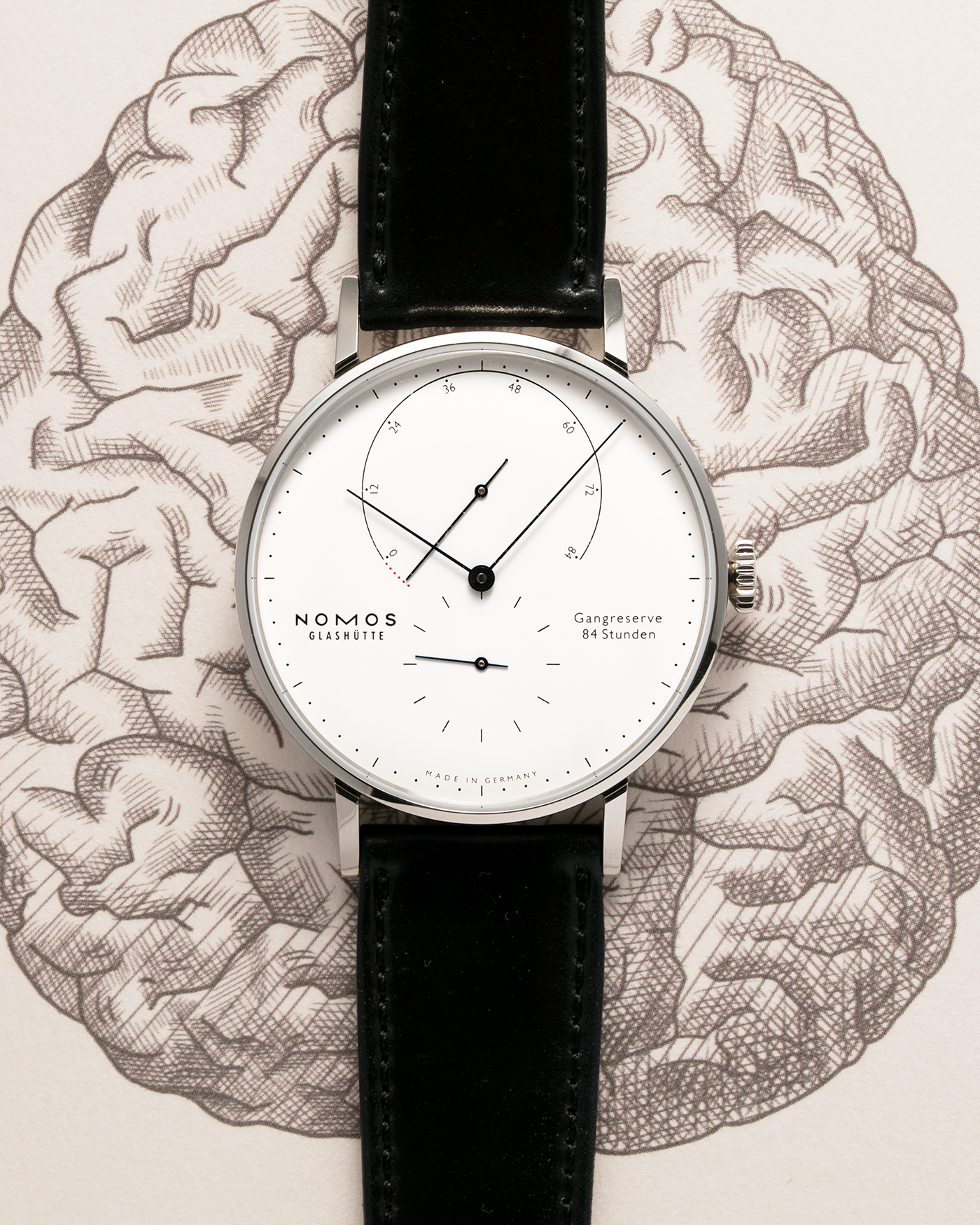 Brand: Nomos Year: 2020 Model: Lambda “175 Years Watchmaking Glashutte” Material: Stainless Steel Movement: Nomos DUW 1001 Case Diameter: 40.5mm Bracelet/Strap: Nomos Black Horween Shell Cordovan with Stainless Steel Tang Buckle